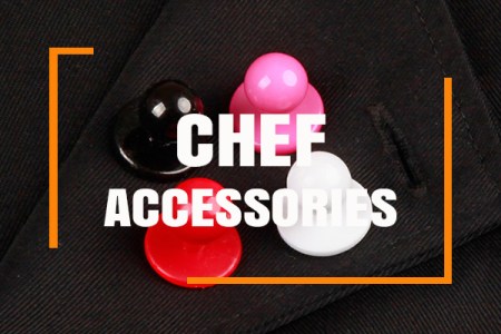 Chef accessories including hats, aprons, and gloves for hospitality uniforms
